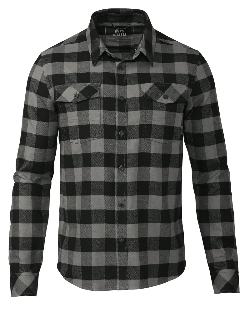Front of Field Flannel Shirt in Gunmetal Grey Buffalo Check