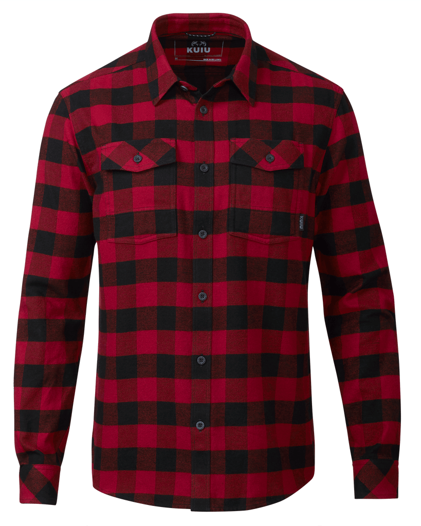 Men's Buffalo Check Plaid Flannel Work Shirt Red/Black KUIU
