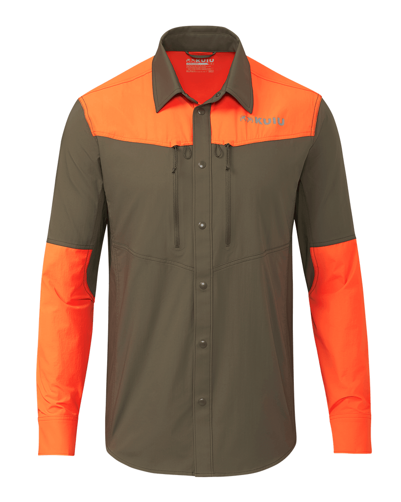 Upland Bird Hunting Shirt Major Brown/Blaze Orange KUIU