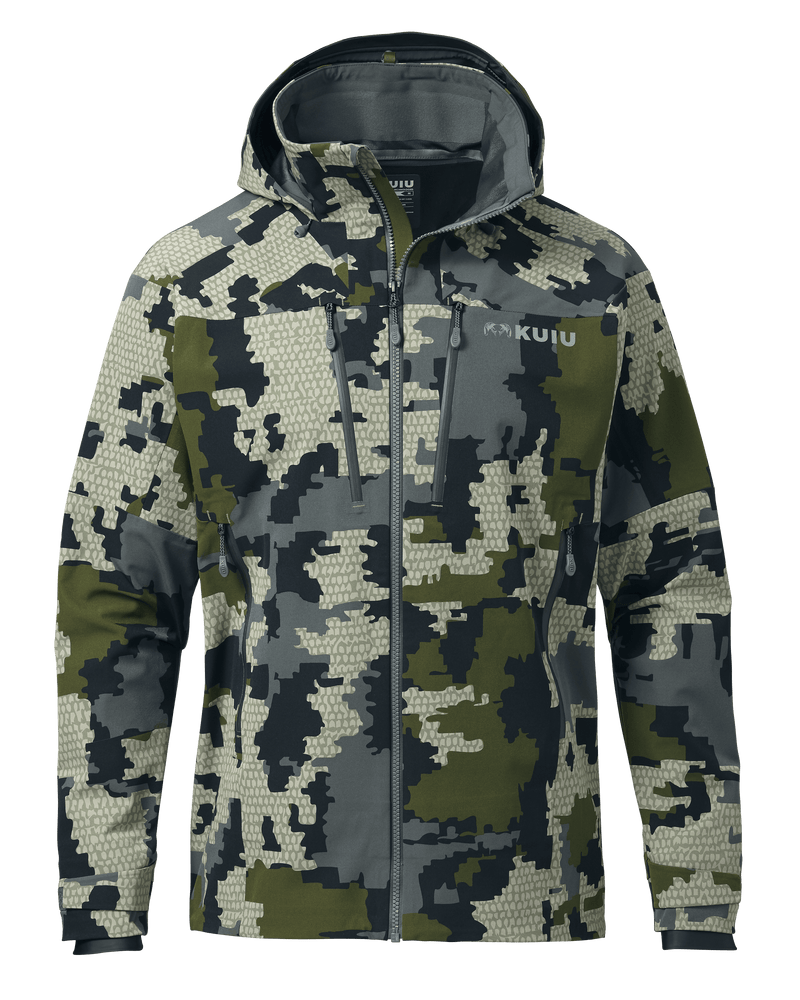 Front of Yukon TR Rain Jacket in Verde Camouflage