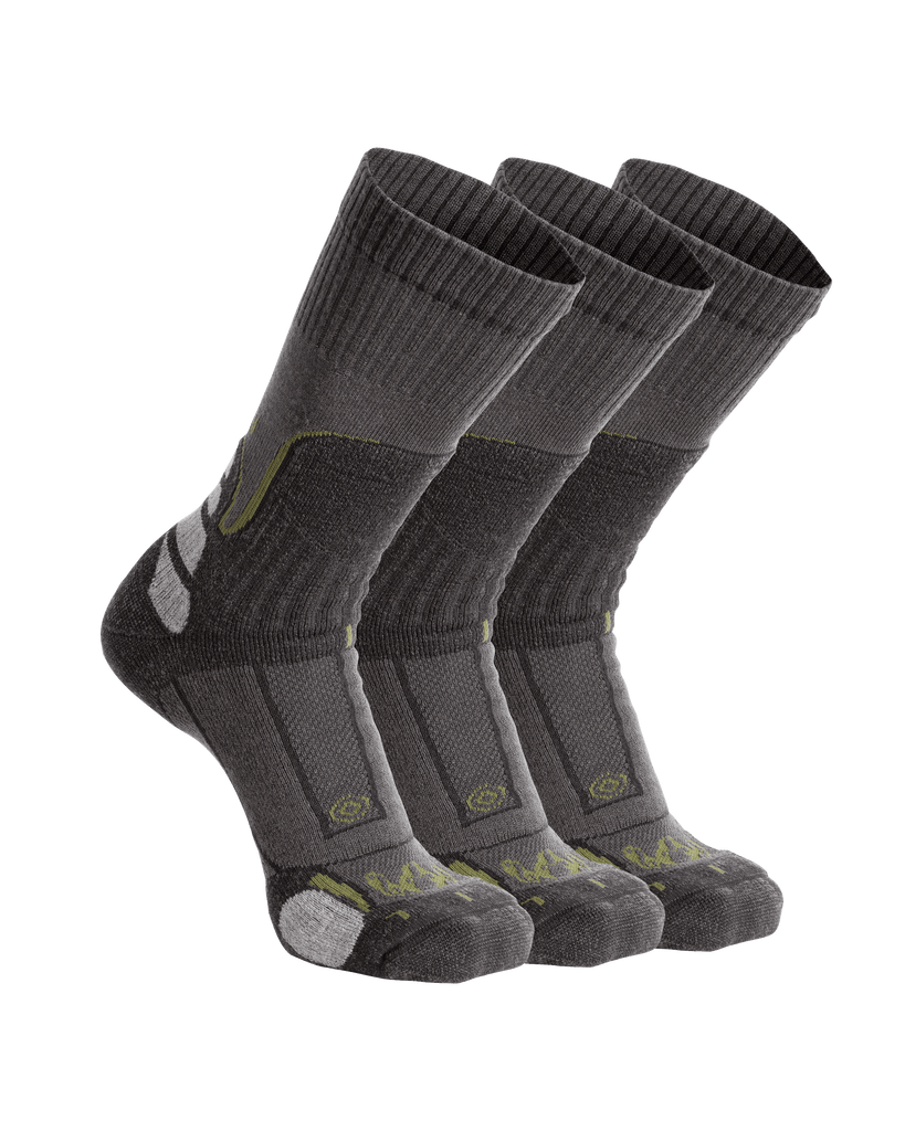 HUNTRITE Men's Merino Wool Blend Crew Socks - Midweight Warm Breathable Hiking Dress Socks, 3-Pack