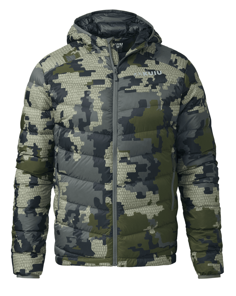 Men s Super Down LT Hooded Jacket Verde Camo KUIU