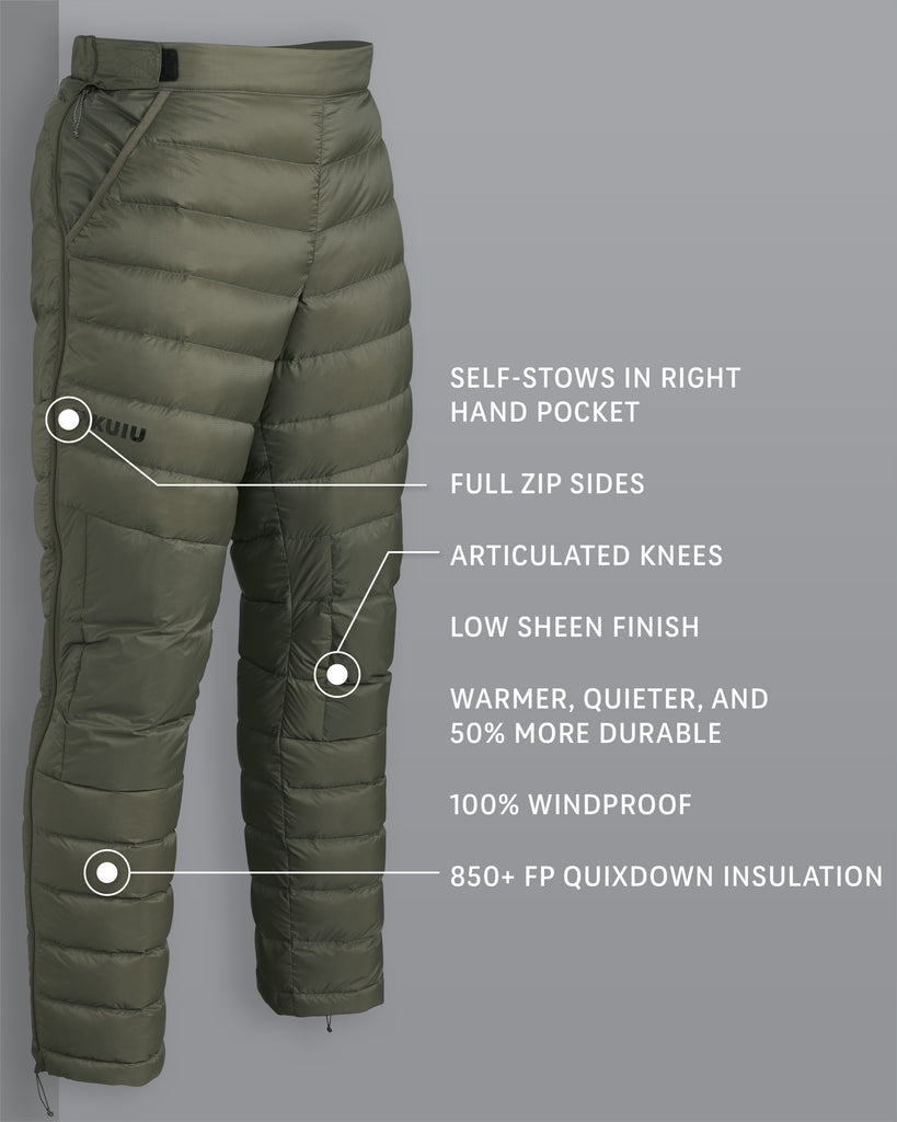 Super Down LT Puffer Pants - Ash | KUIU
