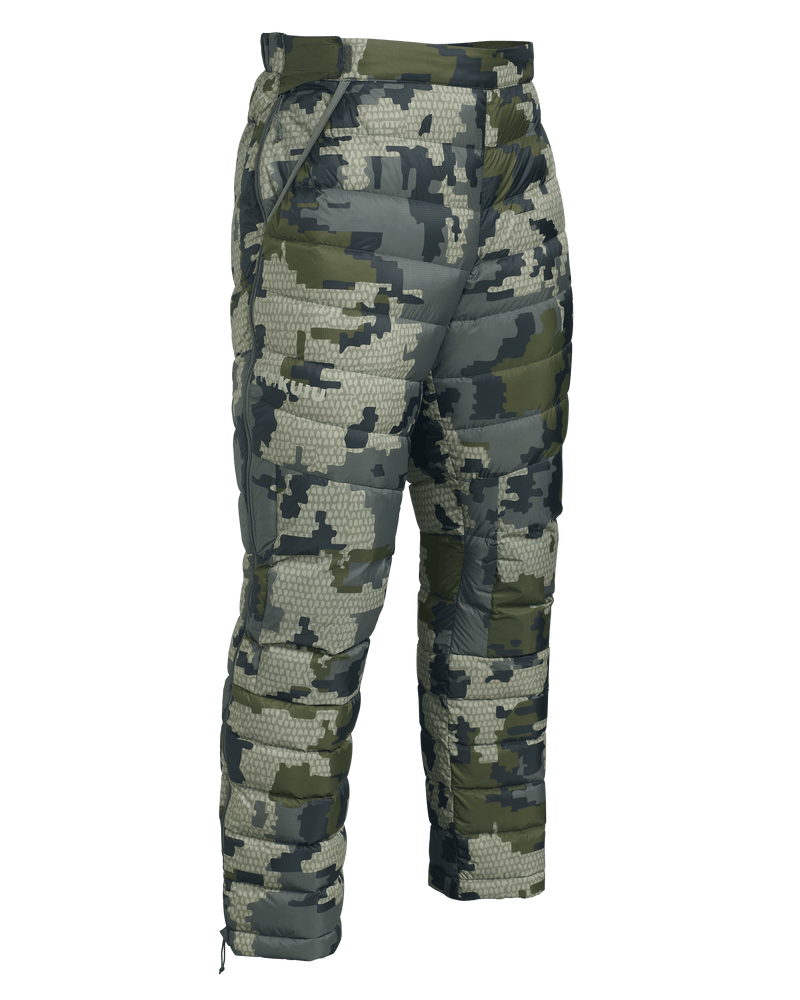 Front of Super Down LT Pant in Verde Camouflage