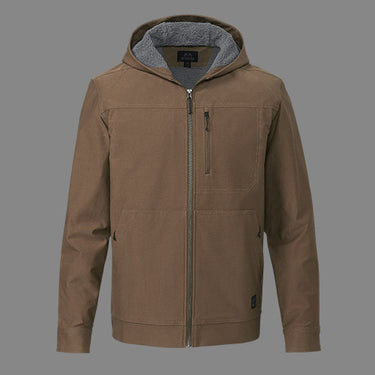 Brawley Fleece Lined Hooded Canvas Work Jacket in Saddle Brown
