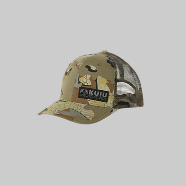 Logo Wear on Sale featuring KUIU Cordura Trucker Hat in Valo camouflage