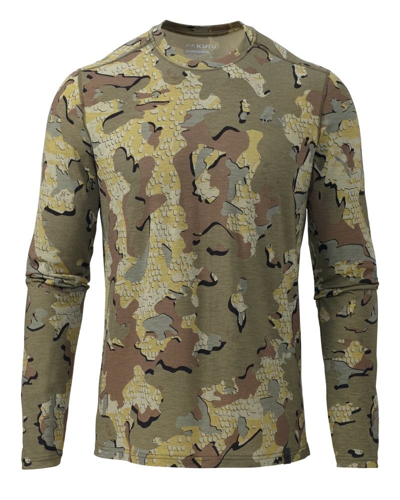Front of Ultra Merino 120 LT Long Sleeve Crew in Valo Camouflage