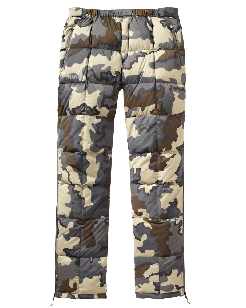 Front of Super Down PRO Pant in Vias Camouflage