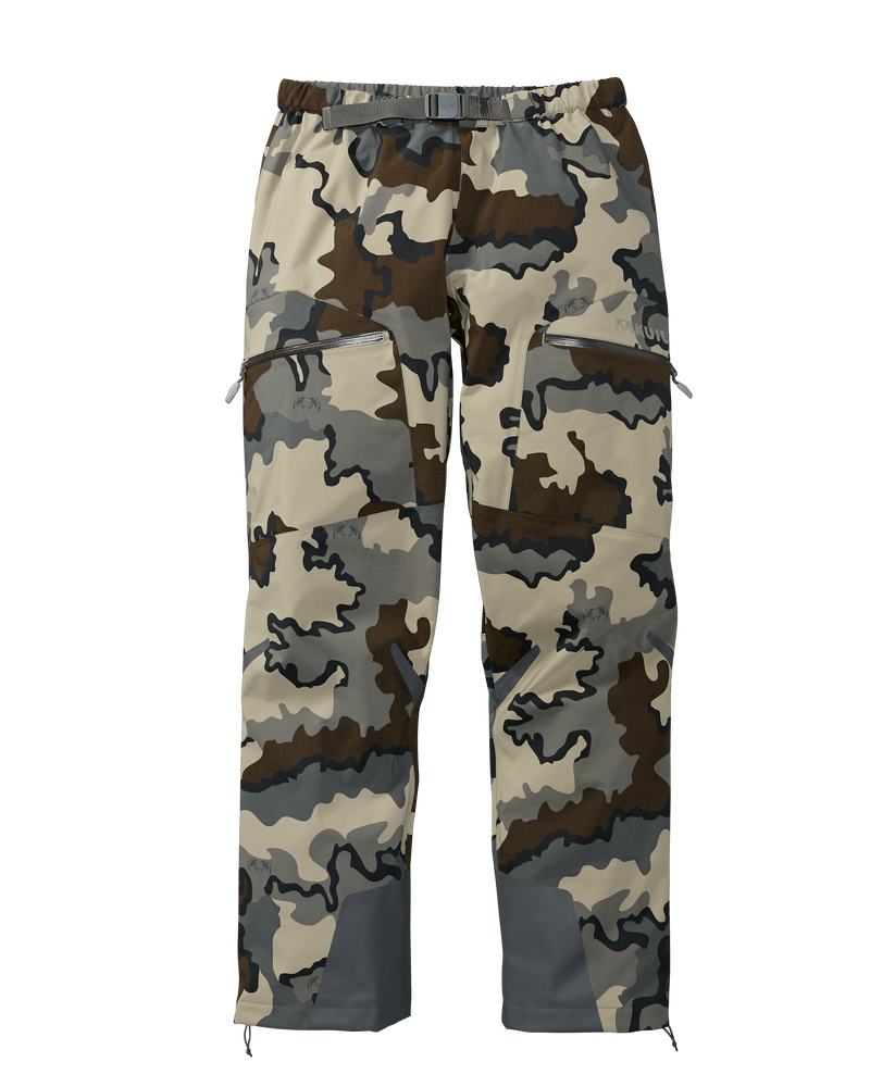 Front of Kutana Storm shell pant in Vias camouflage