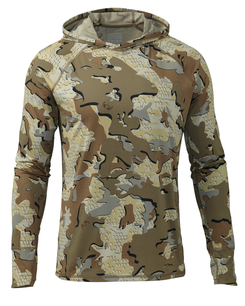 Front of Gila Long Sleeve Hoodie Shirt in Valo Camouflage
