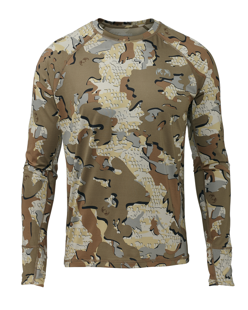 Front Gila Long Sleeve Crewneck Shirt in Valo Camouflage