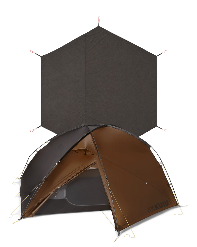 Mountain Star 3P Tent Set displaying an included footprint in the background.