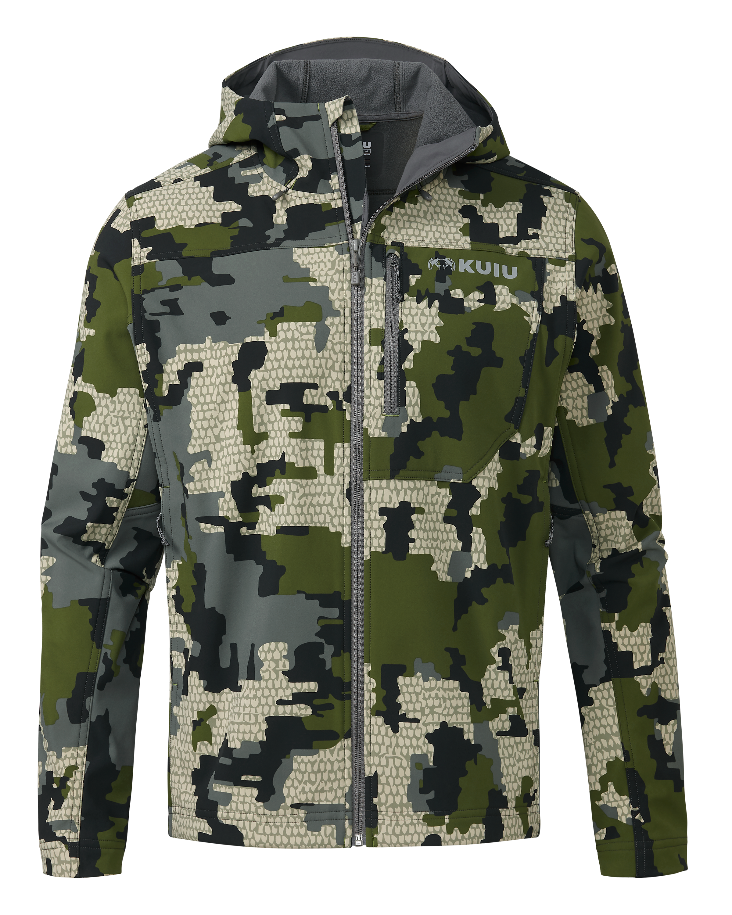 Alpine Fleece Lined Hooded Hunting Jacket Verde Camo KUIU