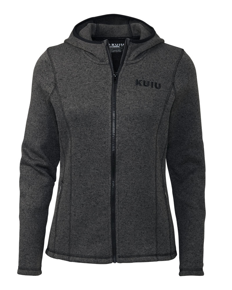 Front of Women's Base Camp Hooded Sweater in Charcoal Grey