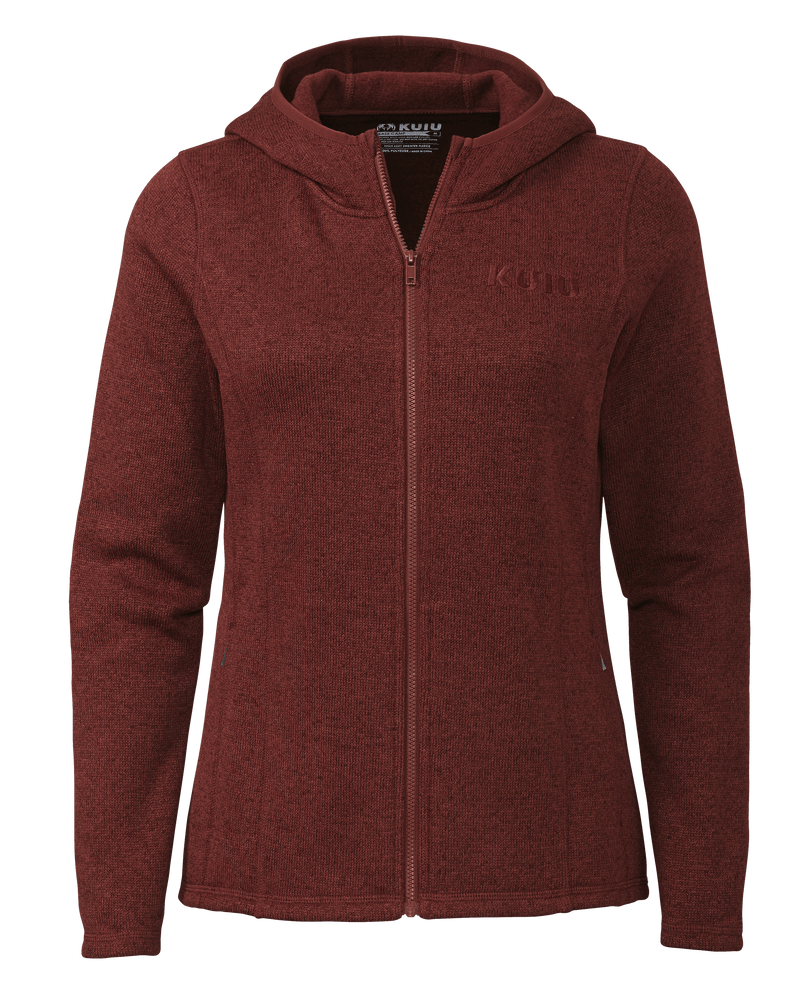 Front of Women's Base Camp Hooded Sweater in Merlot