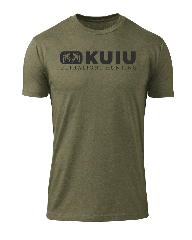 Front of KUIU Block Logo T-Shirt in Military Green