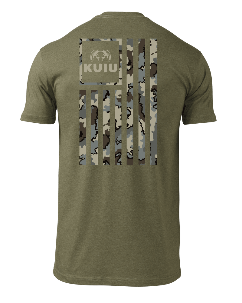 Vertical Vias Flag T-Shirt | Military Green