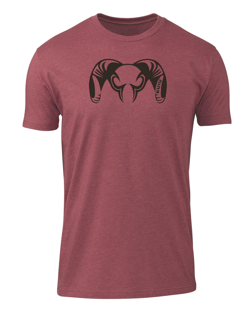 Front of KUIU Engraved Ram T-Shirt in Cardinal Red