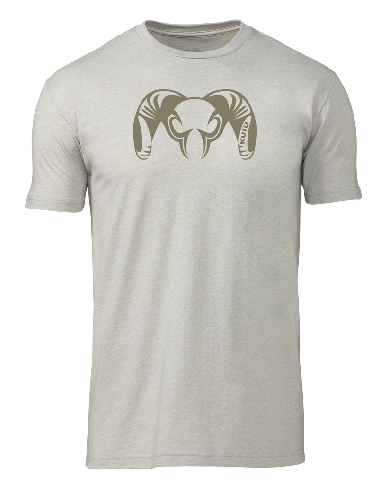 Front of KUIU Engraved Ram T-Shirt in Silk Khaki