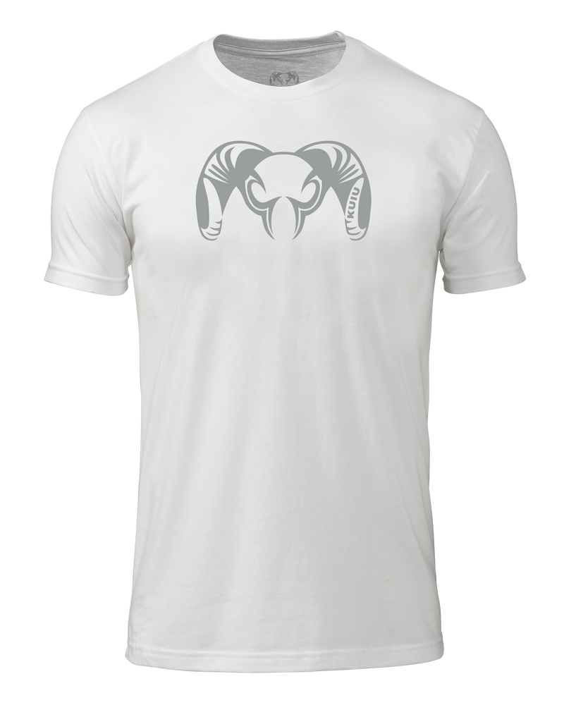 Front of KUIU Engraved Ram T-Shirt in White