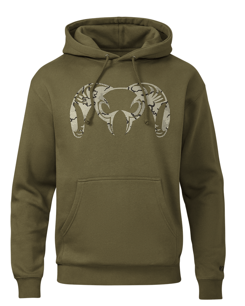 Front of KUIU Ridgepoint Camo Hoodie in Army