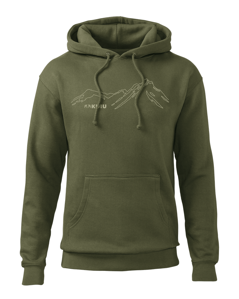Front of KUIU HD Mountain Hoodie in Army