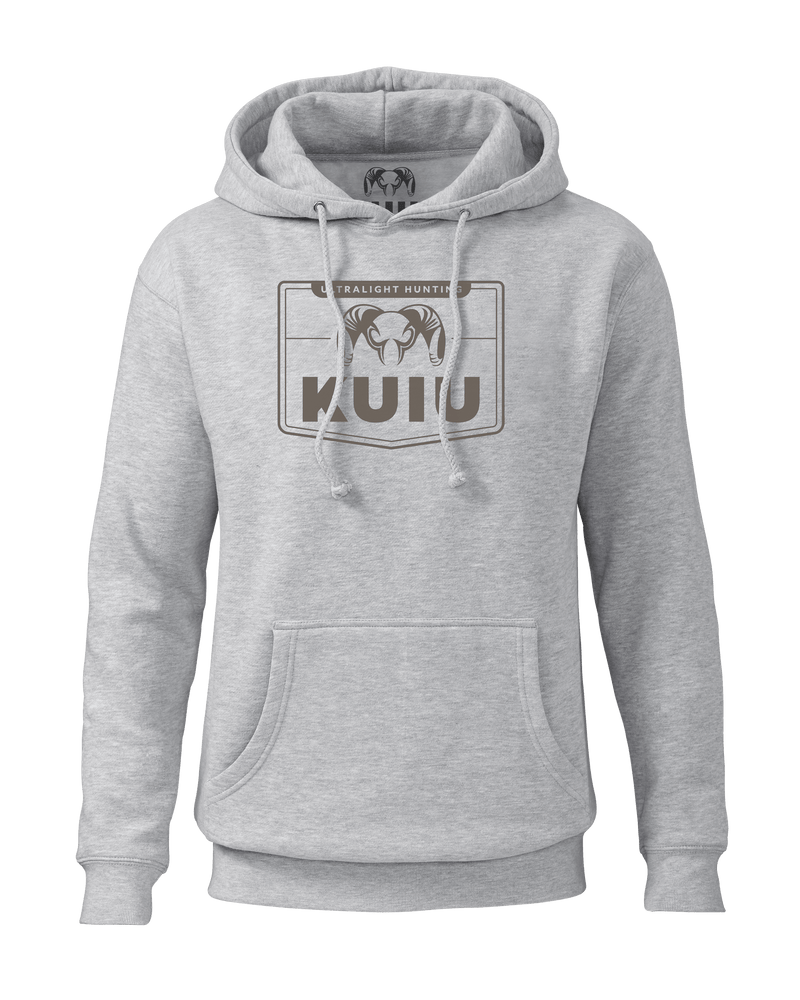 Front of Logo Sign Hoodie in Heather Grey