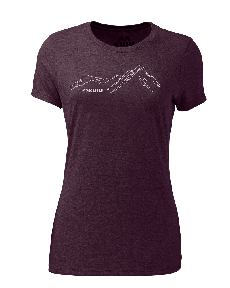 Front of KUIU Women's HD Mountain T-Shirt in Plum Purple