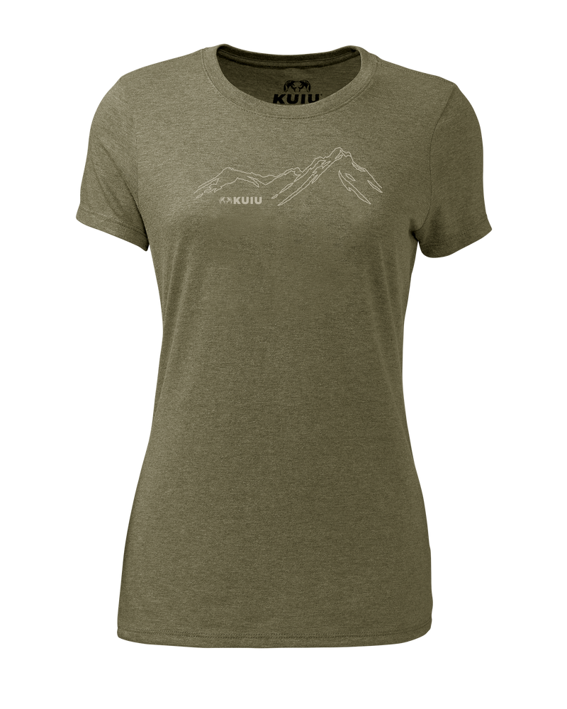Front of KUIU Women's HD Mountain T-Shirt in Military Green