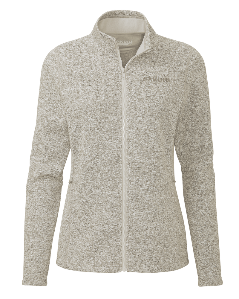 Front of Women's Base Camp Full Zip Sweater in Woodsmoke Heather