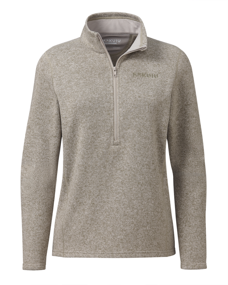 Front of Women's Base Camp Pullover Sweater in Woodsmoke Heather