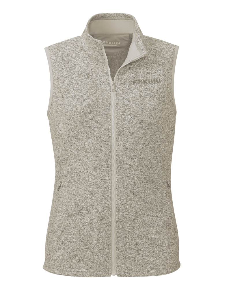 Front of Women's Base Camp Sweater Vest in Woodsmoke Heather Grey