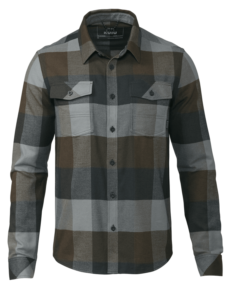 Front of Field Flannel Shirt in Vias Camouflage Plaid