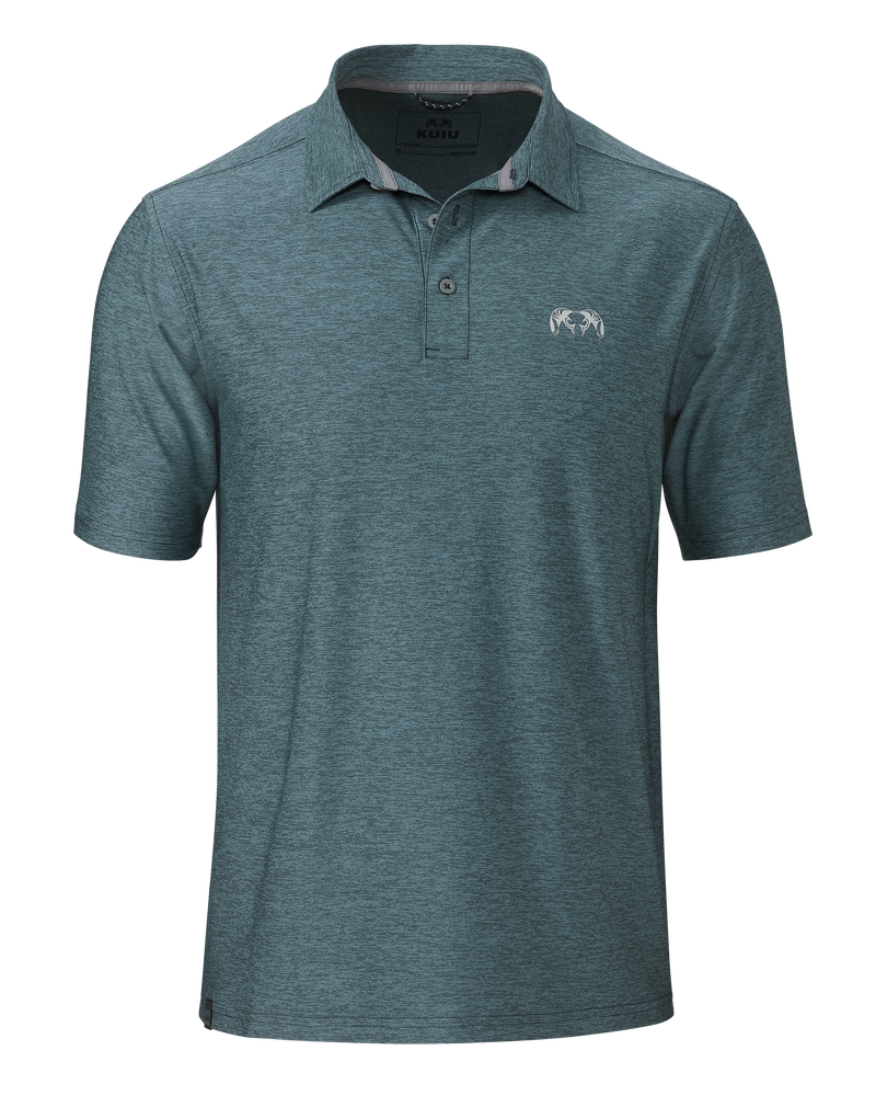 Front of KUIU Performance Polo in Heather Slate 