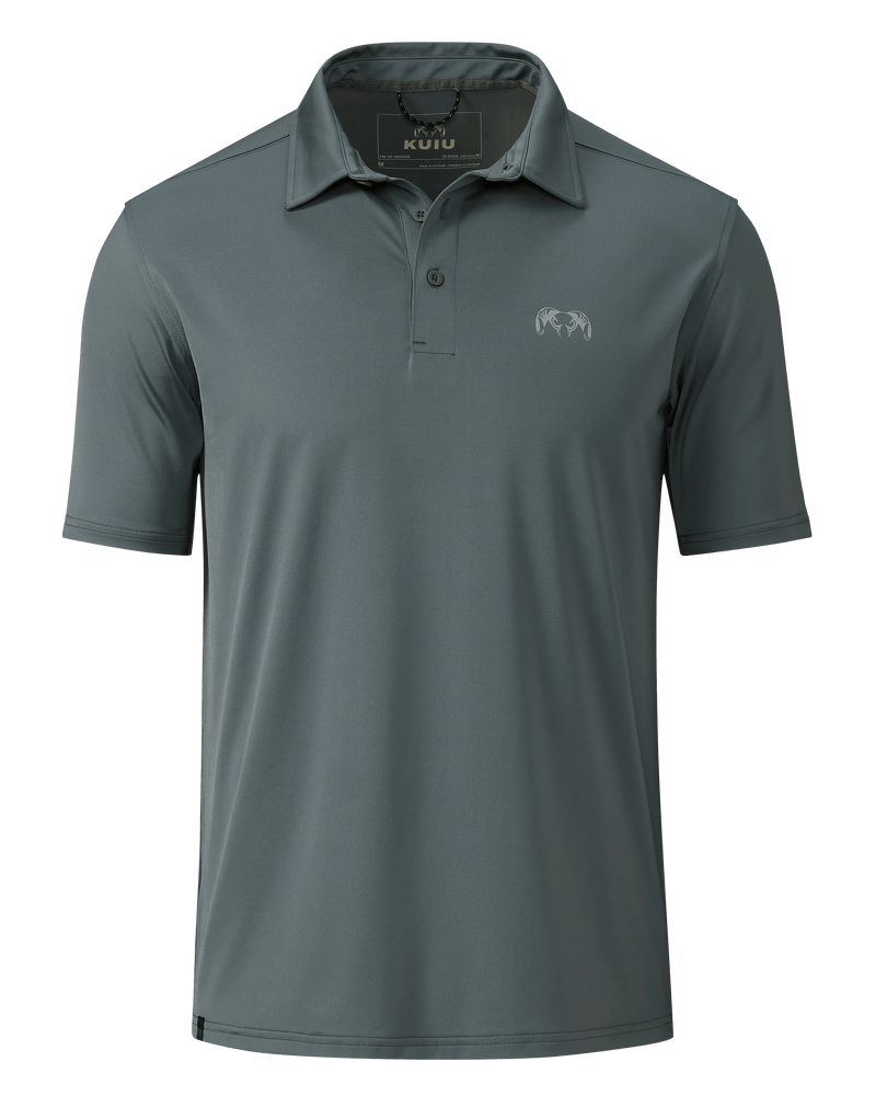 Front of KUIU Performance Polo Shirt in Storm Grey