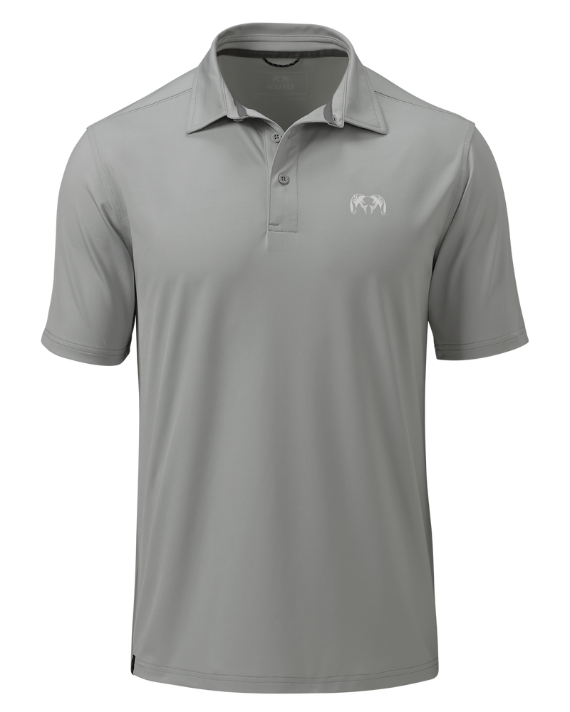 Front of KUIU Performance Polo in Talus Grey