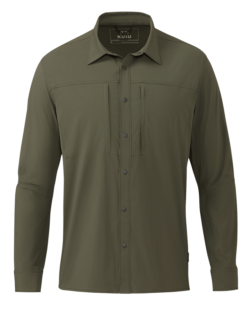 Front of Intrepid LS Shirt in Dark Sage Green