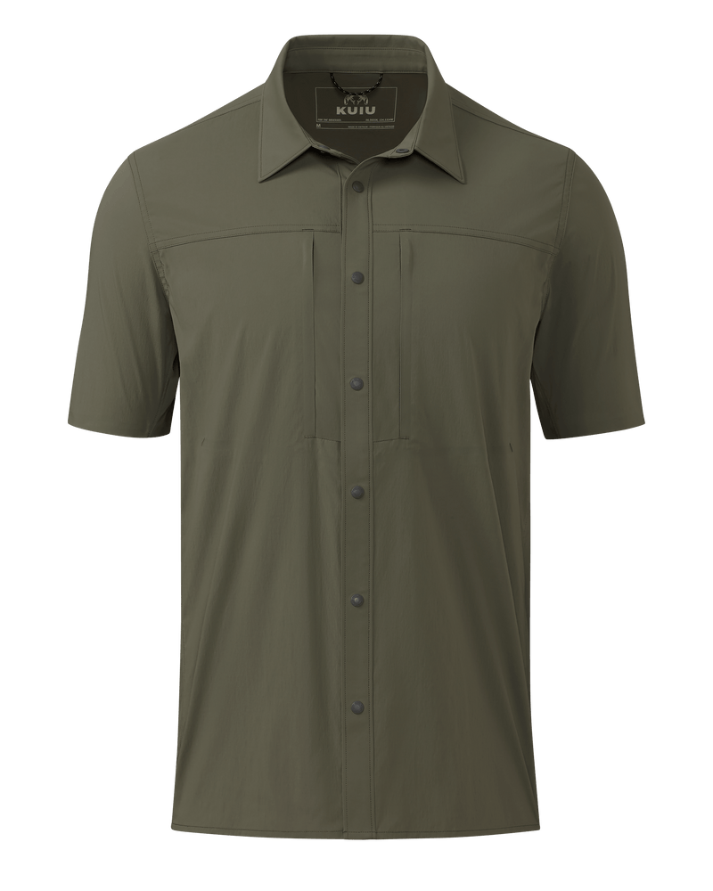 Front of Intrepid SS Shirt in Dark Sage Green