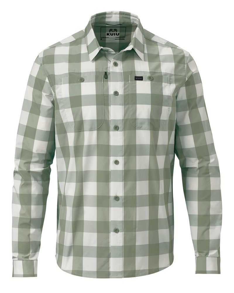 Front of Borrego LS Shirt in Buckbrush Plaid