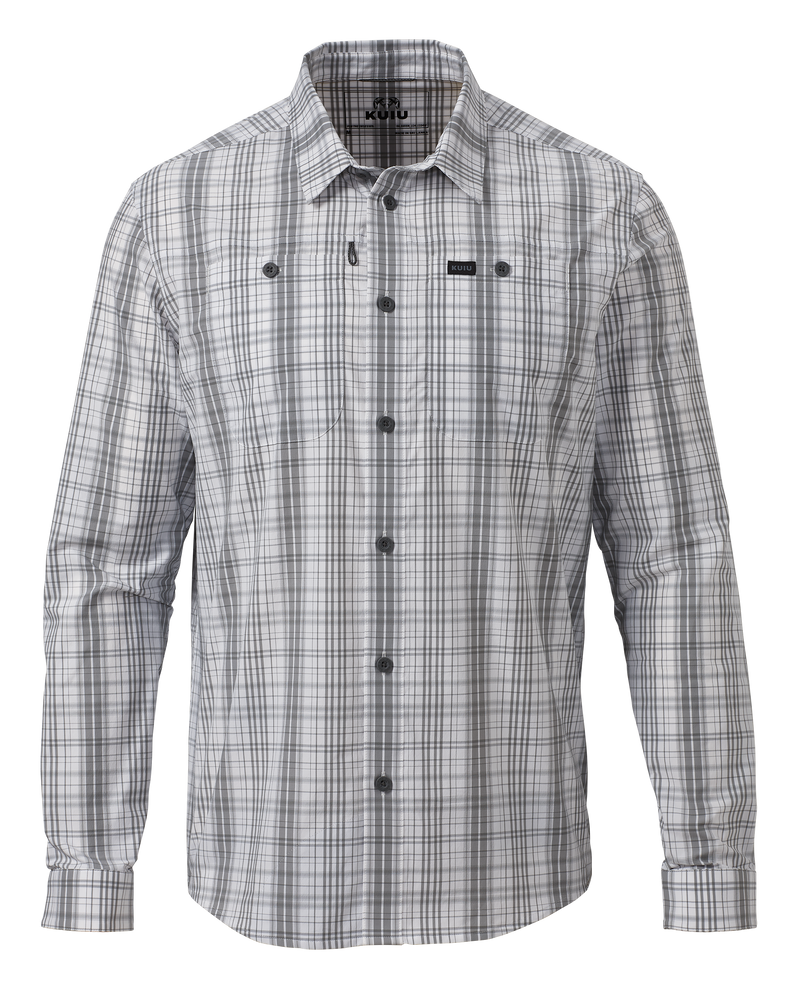 Front of Borrego LS Shirt in Granite Plaid