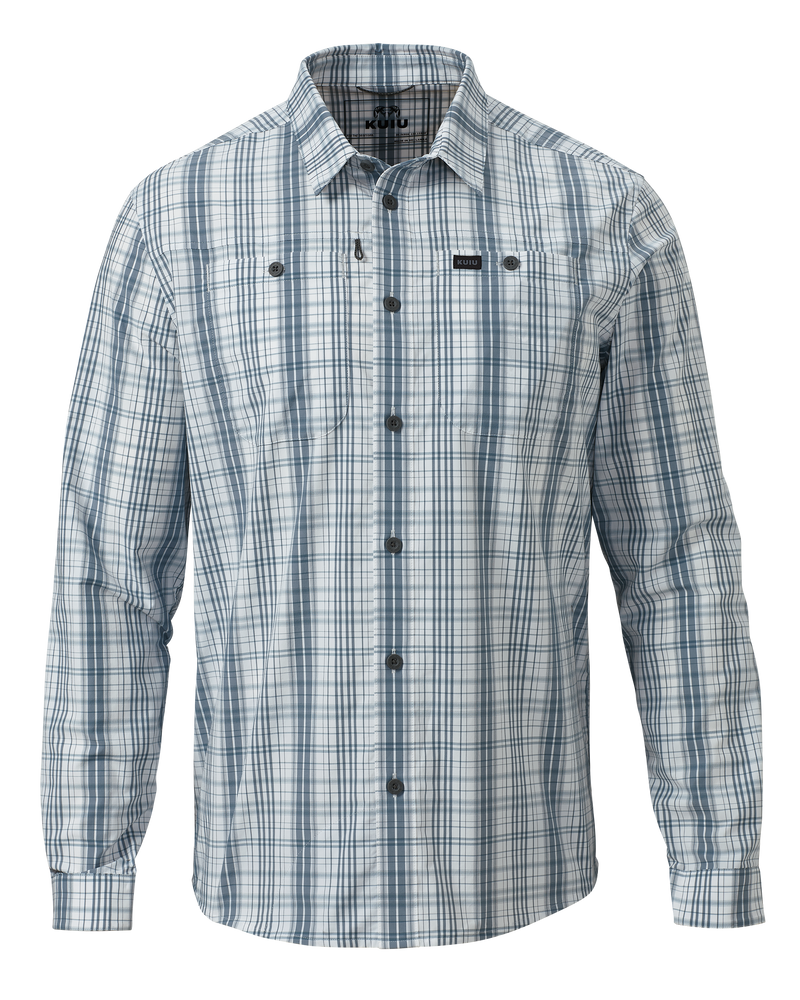 Front of Borrego LS Shirt in Gravel Plaid