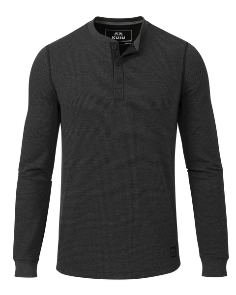Canyon Men's Waffle Henley Shirt - Black Heather | KUIU