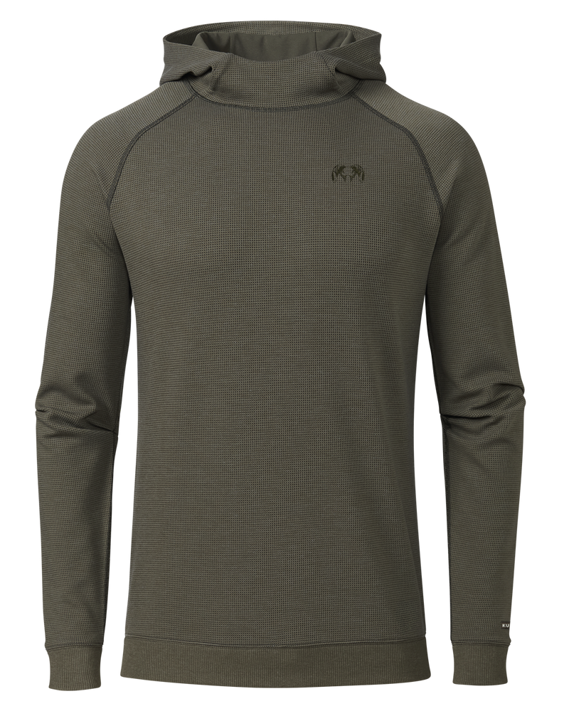 Front of Canyon Waffle Hoodie in Ash Brown Heather