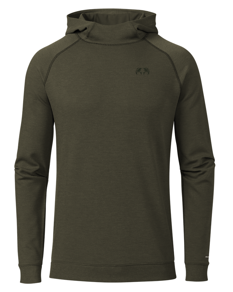 Front of Canyon Waffle Hoodie in Army Heather