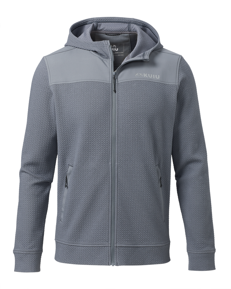 Front of Solitude Knit Hoodie in Baltic Grey