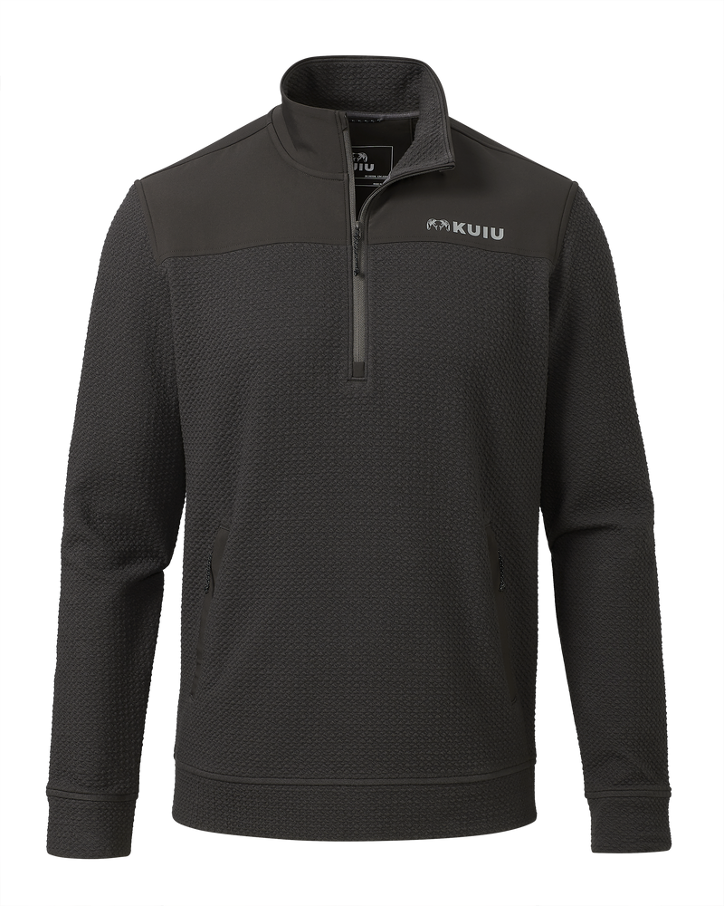 Front of Solitude Knit Pullover in Asphalt Grey