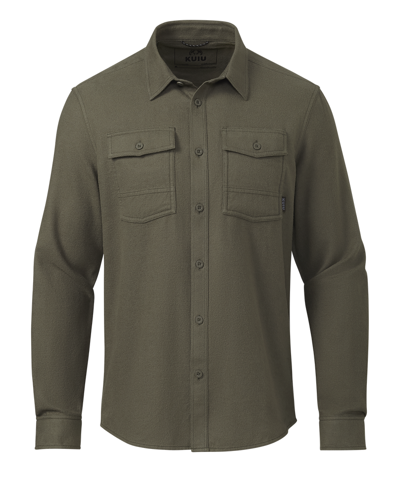 Front of Field Flannel in Ash Brown 