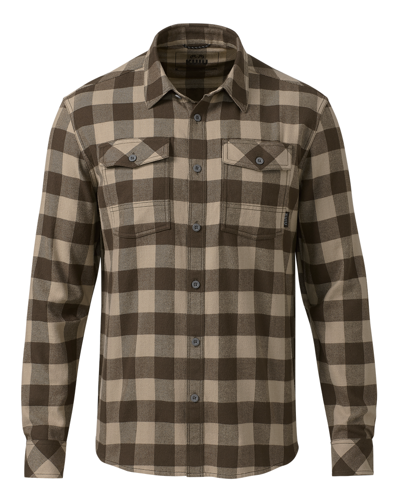 Front of Field Flannel Shirt in Brown Buffalo Check