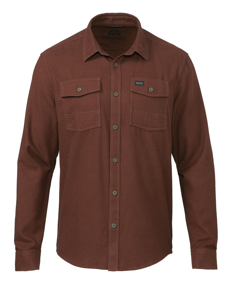 Front of Field Flannel Shirt in Redwood Brown