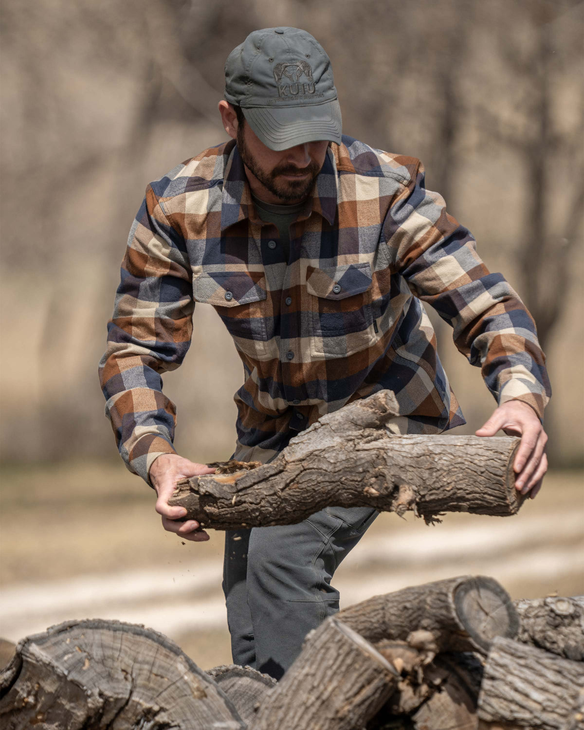 Men's Buffalo Check Plaid Flannel Work Shirt Saddle Trio – KUIU